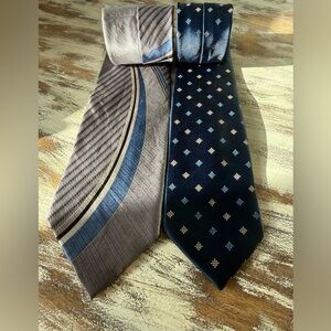 Neck Tie lot Rooster & Givenchy Blue and Gray Patterned Ties
